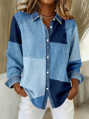 Damen-Jeans-Patchwork-Design-Shirt