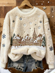 Damen Casual Weihnachts-Plüsch-Sweatshirt