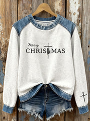 Damen-Weihnachts kreuz druck Casual Top