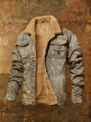 Herren Jacke im westlichen Stil mit Fleece