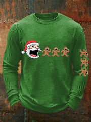 Herren lustige Weihnachts männer Cookie Weihnachts kunst Druck Waffel lang ärmel iges T-Shirt