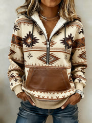 Vintage Western bedruckter Casual Hoodie für Damen
