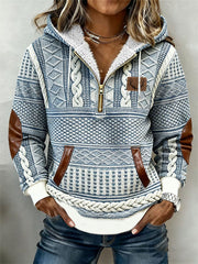 Vintage Western Plüsch Hoodie für Damen
