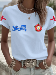 Women's UK Football Lover England 2026 Printed Iron On Short Sleeve T-Shirt