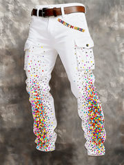 Herren Kölner Karnevals druck Retro Business Style Freizeit hose