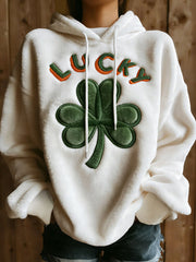 Women's St Patricks Day Shamrock Art Print Flannel Hoodie
