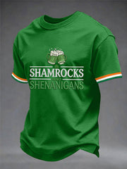 Men's Funny St. Patrick's Day Shamrocks And Shenanigans Print Casual Tee