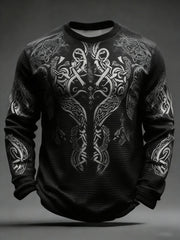 Herren Viking Bedrucktes Waffel-Sweatshirt mit langen Ärmeln