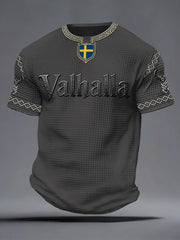 Herrens svenska Viking-stil Valhalla Tryckt våffle T-shirta