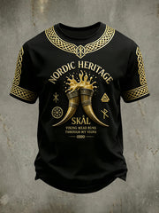 T-Shirt für Herren Wikinger trinken kurze Ärmel