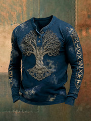 Herren-Viking-Henry-Kragen-Langarm-T-Shirt
