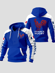 Sweat à capuche oversize à épaules dénudées avec poches France Rugby Homme