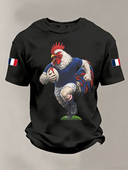 Short à manches courtes en gaufre pour hommes, équipe de France de rugby