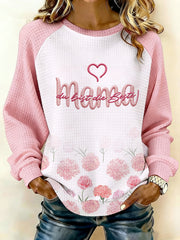 Damen-Muttertags-Druck-Waffelpullover