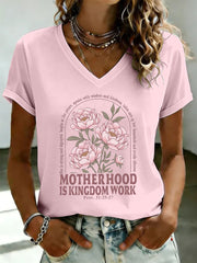Damen-T-Shirt mit dem Aufdruck „Muttersein ist Königreichsarbeit“ im Casual-Stil
