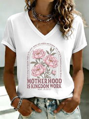 Damen-T-Shirt mit dem Aufdruck „Muttersein ist Königreichsarbeit“ im Casual-Stil