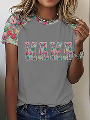 Damen personal isiertes Mama bedrucktes Rundhals-T-Shirt mit kurzen Ärmeln