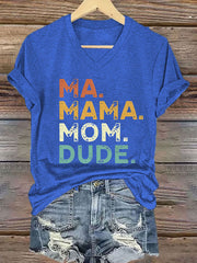 Frauen Ma Mama Mom Dude Eisen auf Kurzarm T-Shirt