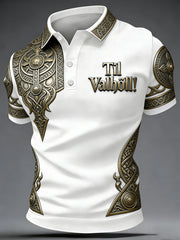 Herren Viking-Style Val halla Print Casual Top