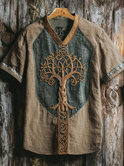 Herren-Viking-Shirt mit V-Ausschnitt und Print
