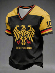 Men's Germany Football Printed V-neck T-shirt