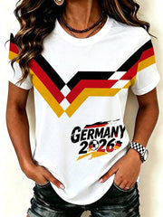 Frauen Deutschland Fußball Fan Print T-Shirt
