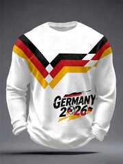 Männer Deutschland Fußball Fan Print Waffel lang ärmel ige T-Shirt