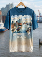Herren-Hafengeburtstag-Print-Shirt mit kurzen Ärmeln