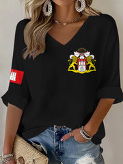 Damen-Hafengeburtstag-Print-Waffel-T-Shirt