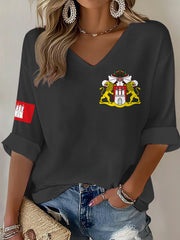 Damen-Hafengeburtstag-Print-Waffel-T-Shirt