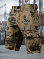 Herren-Retro-Shorts mit Hafenmotiv in lässigem Stil