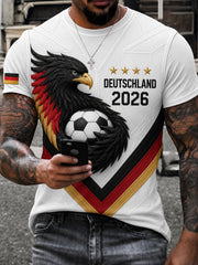 Herren-T-Shirt mit deutschem Fußballfan-Print und kurzen Ärmeln