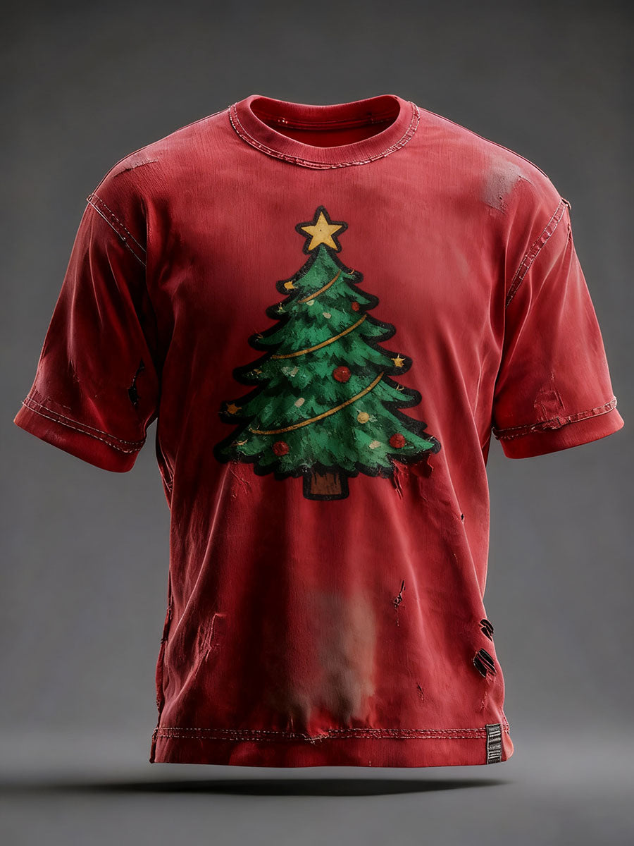 Herren Weihnachts baum Print Freizeit T-Shirt