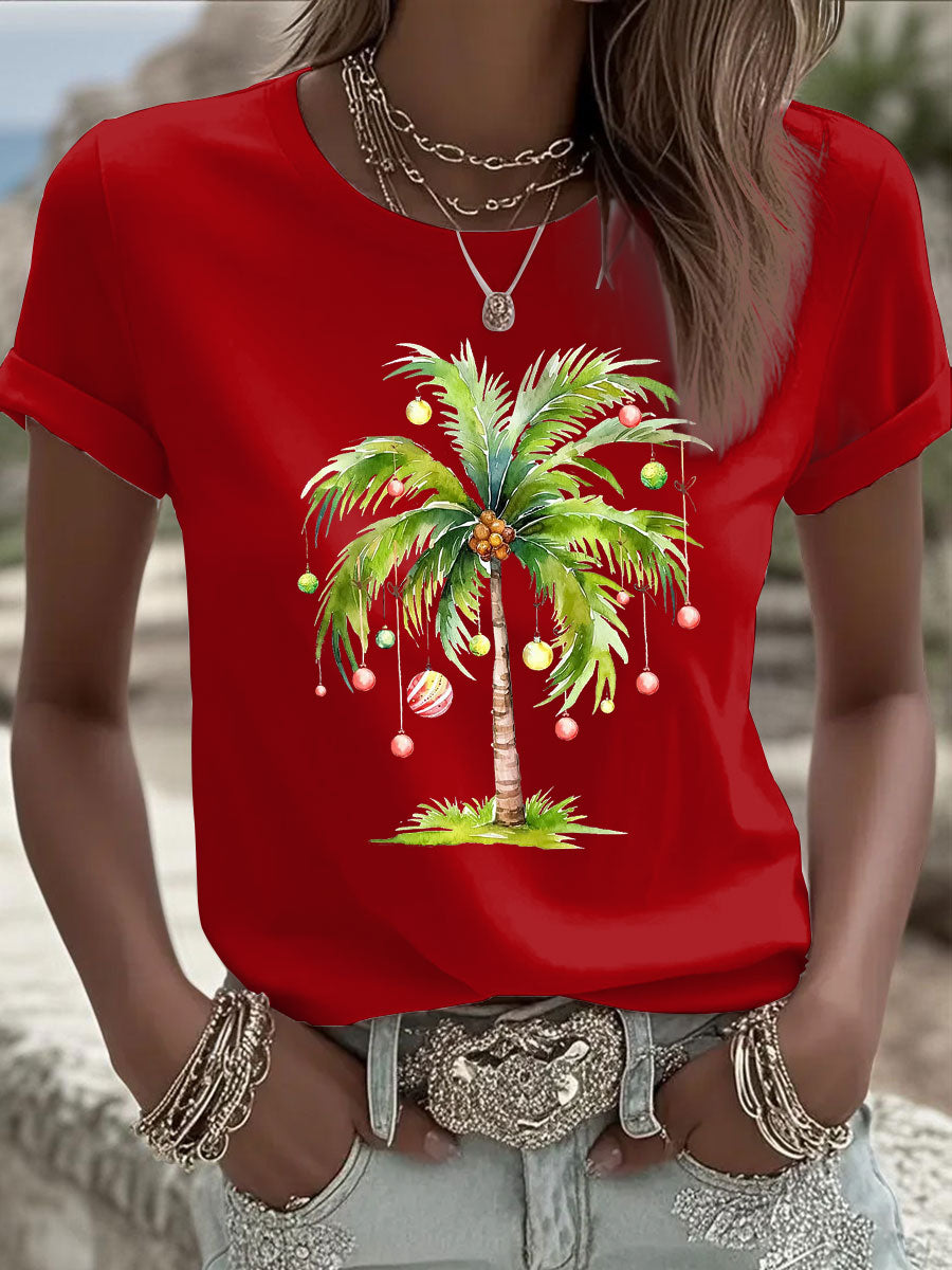 Tropisches Weihnachts baum T-Shirt für Frauen