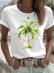 Tropisches Weihnachts baum T-Shirt für Frauen
