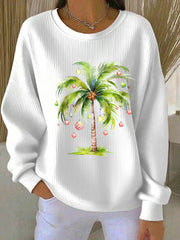 Tropische Palme Weihnachts baum Print Casual Sweatshirt für Frauen