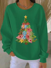 Damen Weihnachts baum Print Casual Sweatshirt