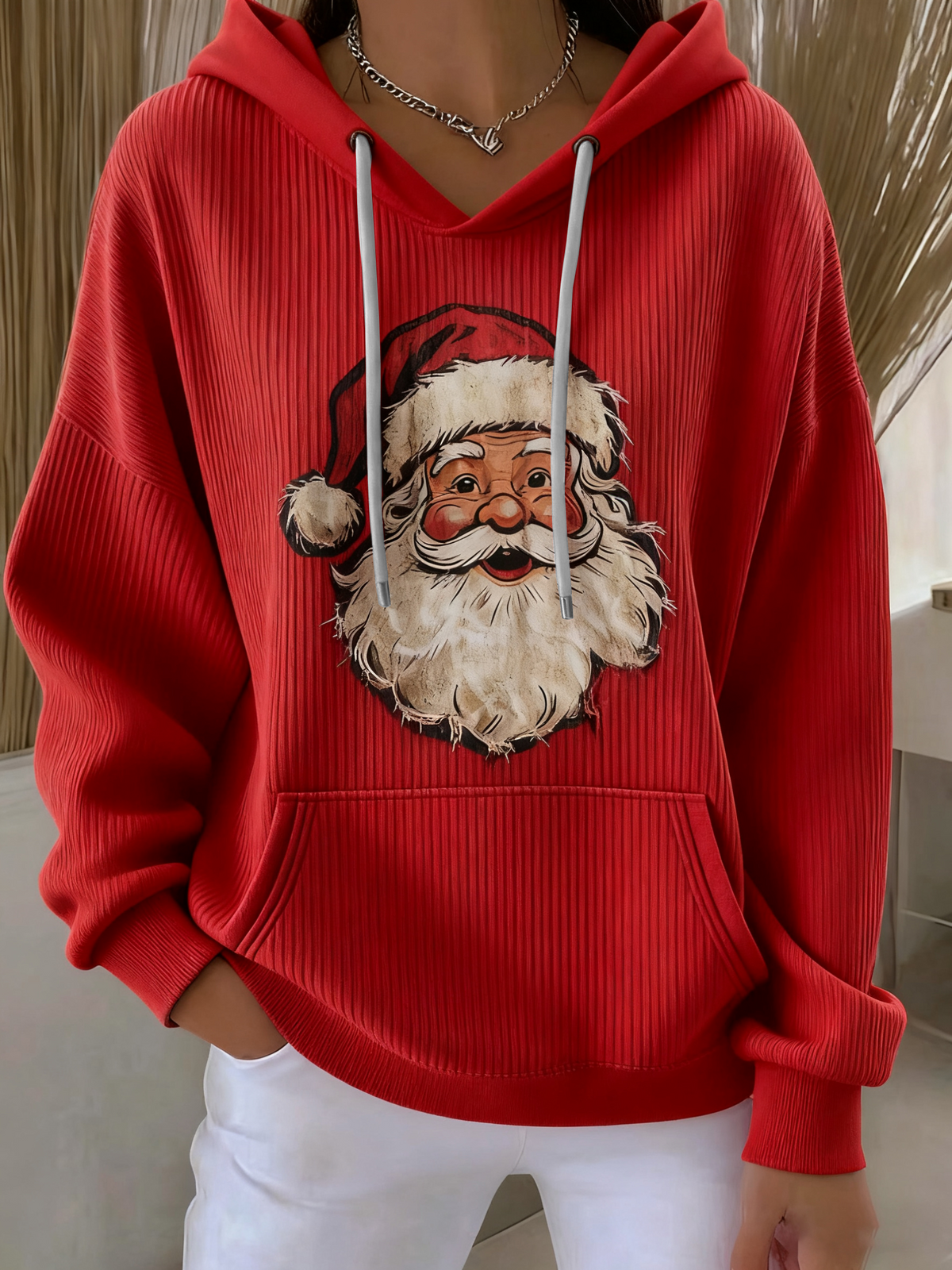 Damen Weihnachts mann Print Casual Hoodie