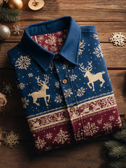 Herren Retro Weihnachts hemd Elch bedruckt