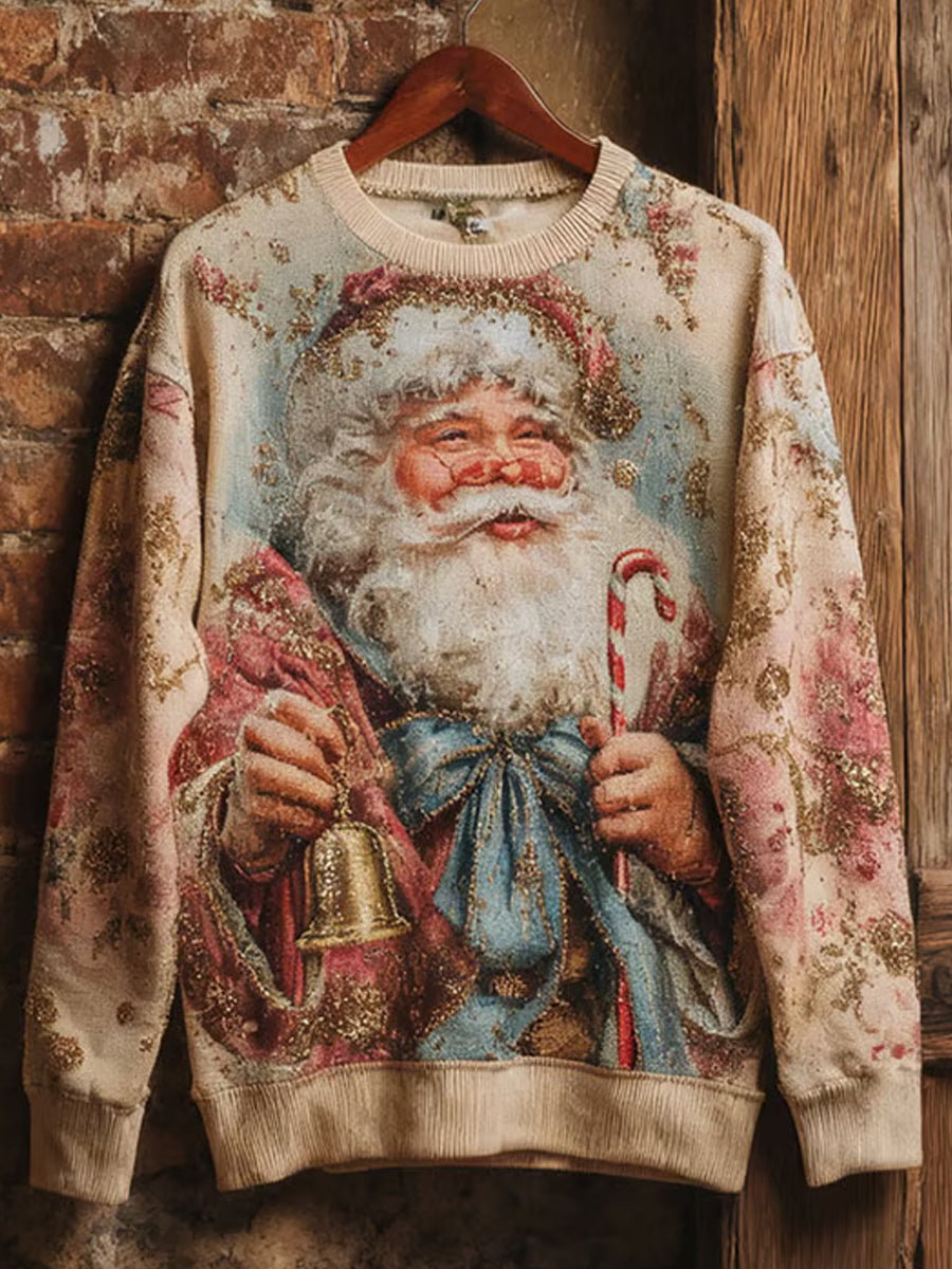 Damen Vintage Weihnachts weihnachts-Weihnachtsmann-Print-Sweatshirt
