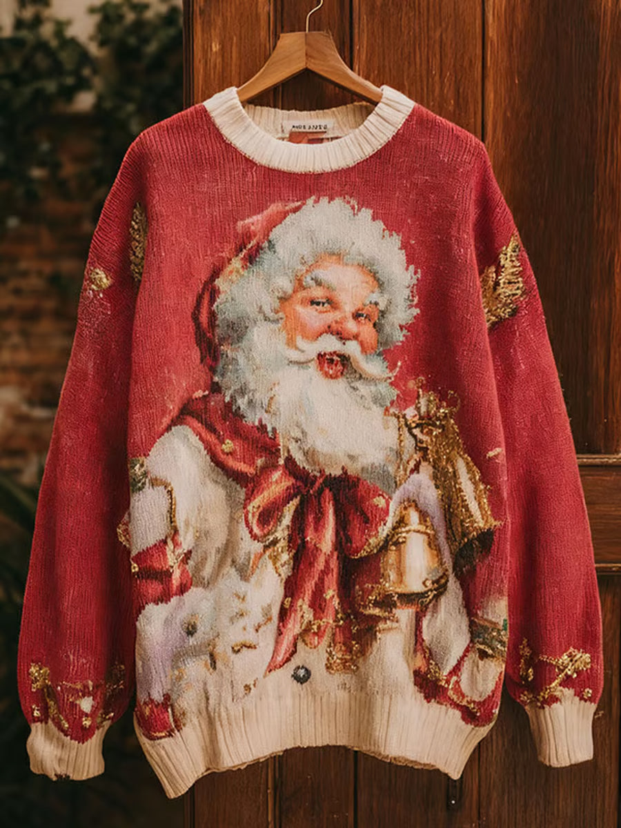 Damen Vintage Weihnachts weihnachts-Weihnachtsmann-Print-Sweatshirt