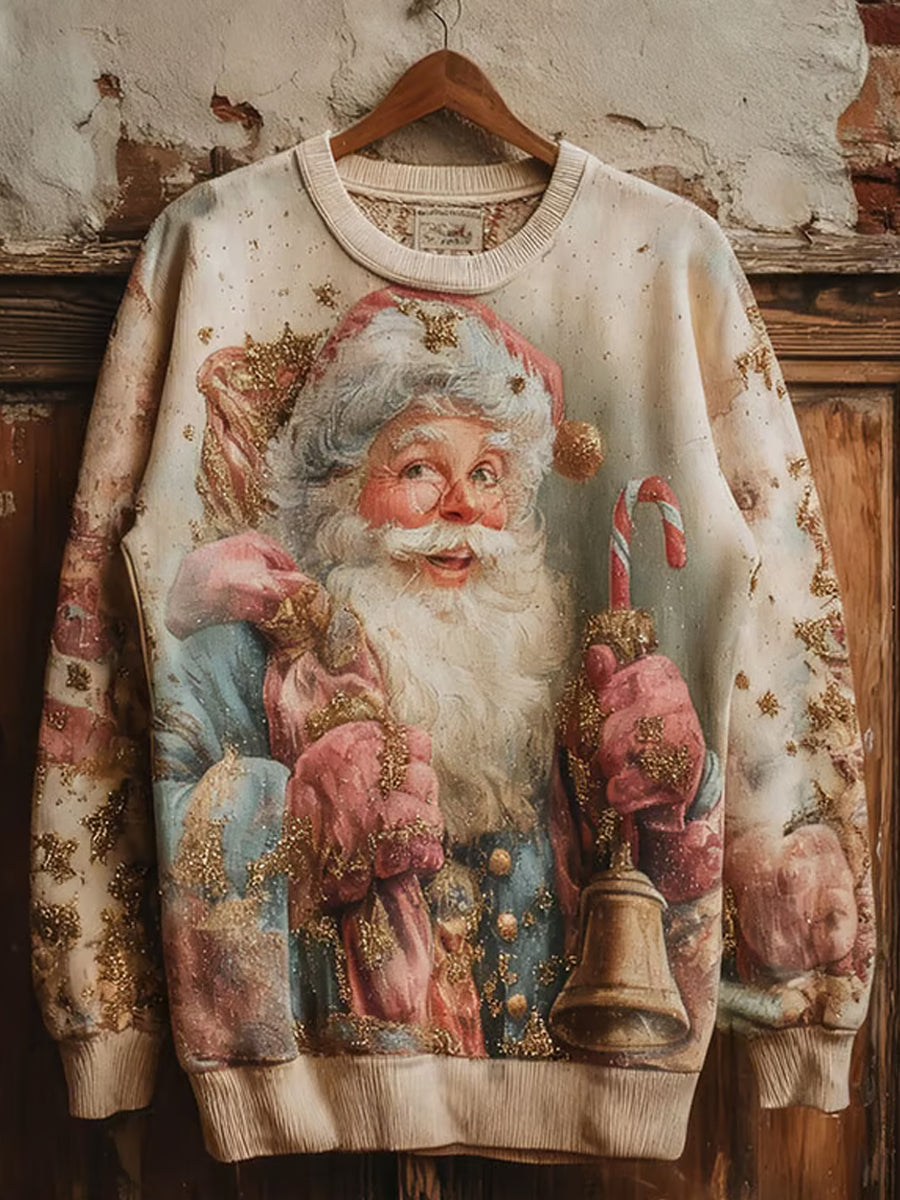 Damen Vintage Weihnachts weihnachts-Weihnachtsmann-Print-Sweatshirt