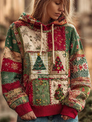 Frauen Weihnachten Patchwork Casual Hoodie