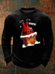 Herren Lustiger Weihnachts mann steckt im Schornstein Print Waffel Langarm T-Shirt
