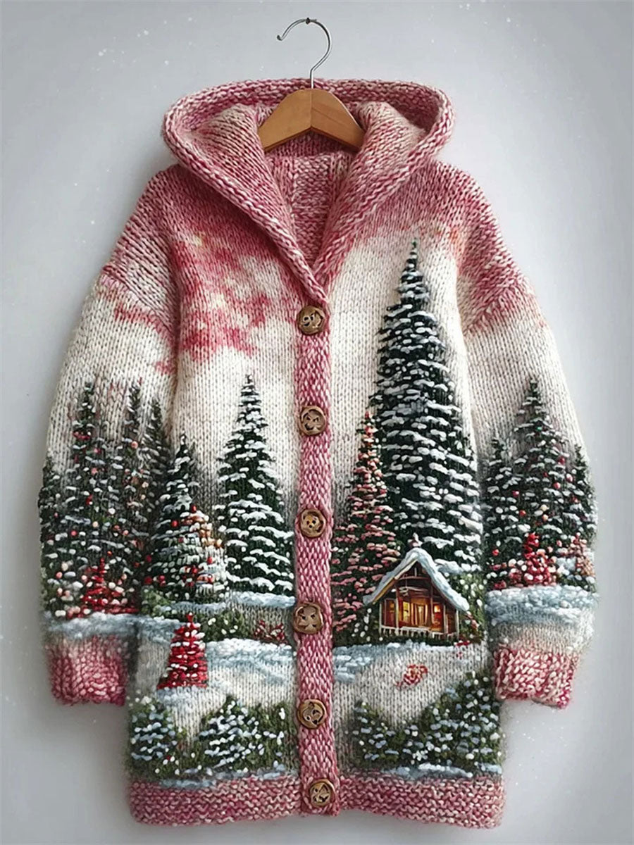 Damen Strick jacke mit Weihnachts druck