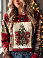 Frauen Weihnachts baum Druck Regelmäßige Sweatshirt