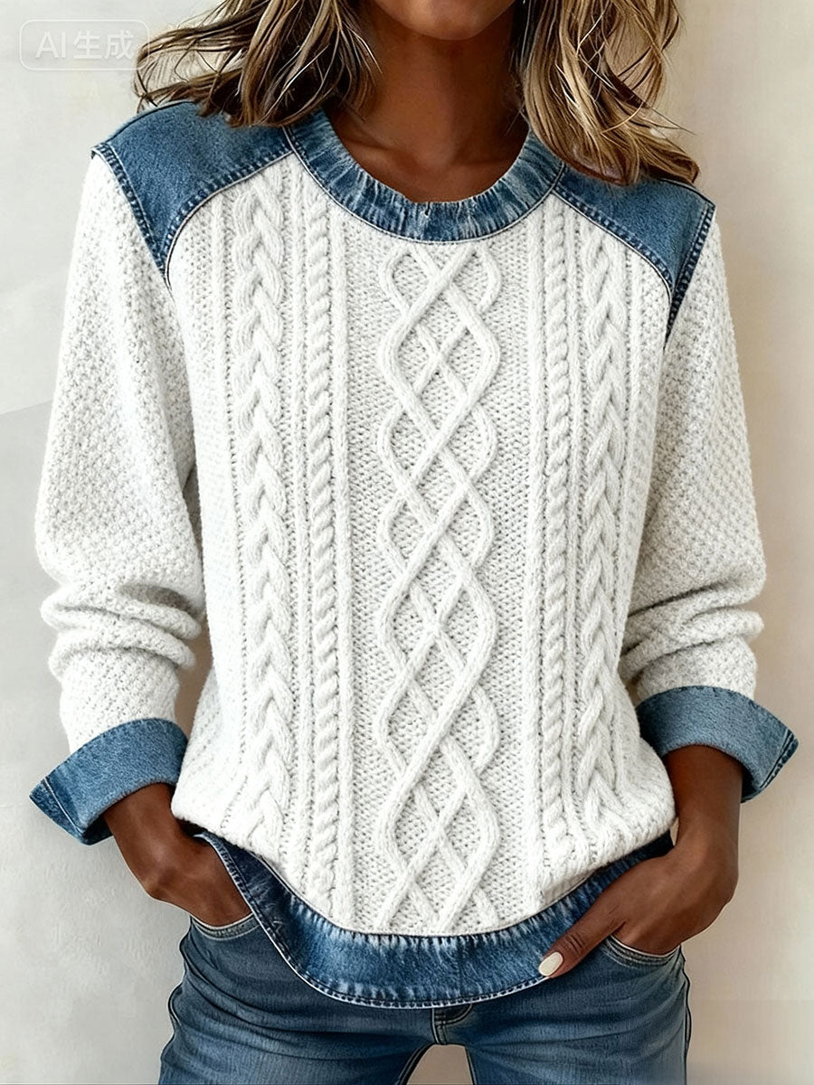 Frauen Herbst und Winter strukturierte bedruckte Tops