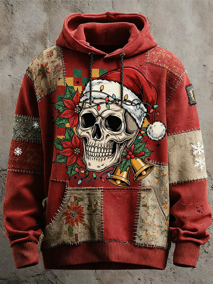 Herren Retro Weihnachts schädel Hoodie