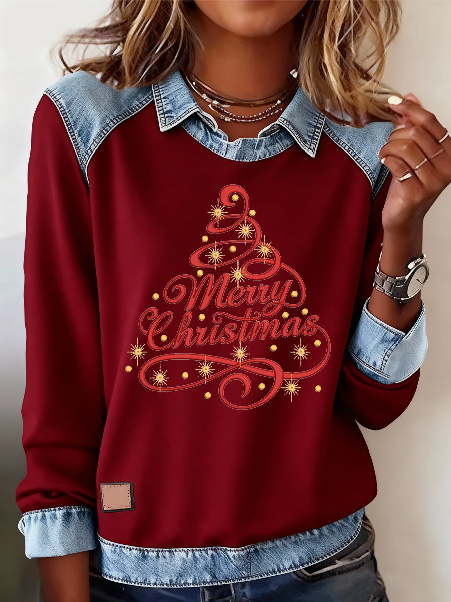 Damen Weihnachts druck Casual Top