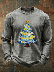 Herren-Weihnachts baum Waffel druck lässig T-Shirt